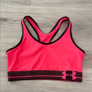 Under Armour Neon Pink Racerback Sports Bra with Black Trim size small